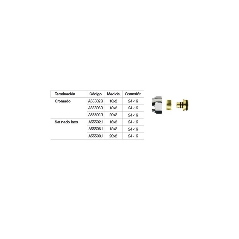 Adaptador para tubo multicapa 16x2 cromado | Tecna